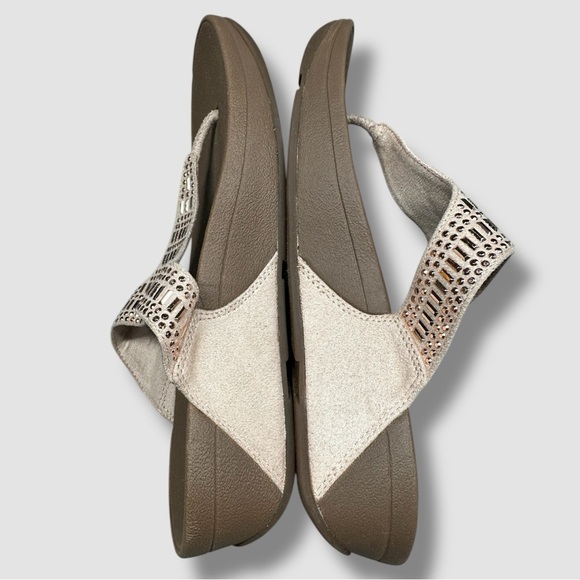 FitFlop Lulu Incastone Platform Sandal Size 7 Thong Toe Metallic Rhinestone - Picture 8 of 12